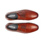 Derbies en cuir cognac pour homme vue de dessus