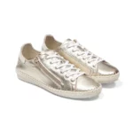 Baskets confort femme en cuir champagne vue de p3-4 avant