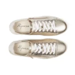 Baskets confort femme en cuir champagne vue de dessus