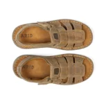 Sandales confort homme cuir couleur beige kaki vue de dessus