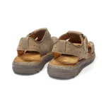 Sandales confort homme cuir couleur beige kaki vue de 3-4 arrière