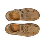 Sandales confort homme cuir couleur beige kaki vue de dessus