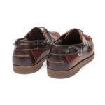 Chaussures bateau homme cuir traité eau de mer couleur cognac ebene vue de 3-4 arrière
