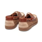 Chaussures bateau homme cuir traité eau de mer couleur taupe cognac vue de 3-4 arrière