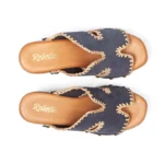 Mules à talons pour femme en cuir couleur marine vue de dessus