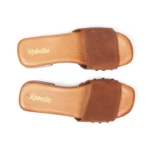 Mules à talons pour femme en cuir couleur chocolat vue de dessus