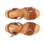 Sandales à talons pour femme en cuir couleur chocolat vue de dessus