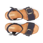 Sandales à talons pour femme en cuir couleur marine vue de dessus