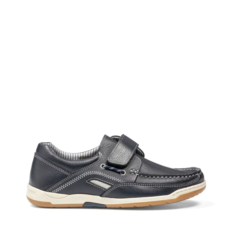 chaussures à scratch pour homme en cuir marine vue de profil