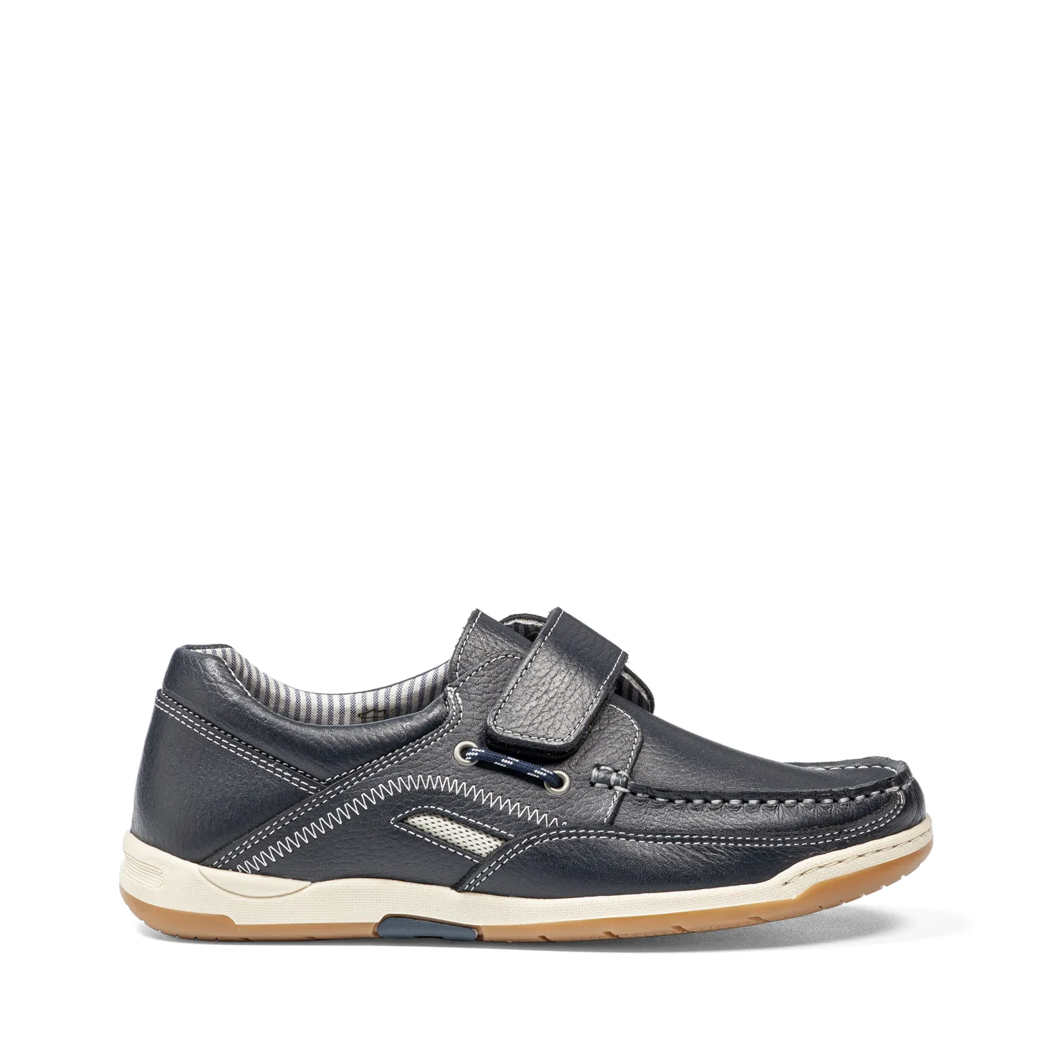 chaussures à scratch ALBION CUIR MARINE 01 bd chaussures à scratch pour homme en cuir marine vue de profil