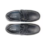 chaussures à scratch pour homme en cuir marine vue de dessus