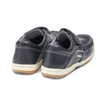 chaussures à scratch pour homme en cuir marine vue de 3-4 arrière