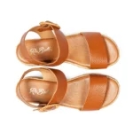 Sandales à talons en cuir couleur cognac vue de dessus